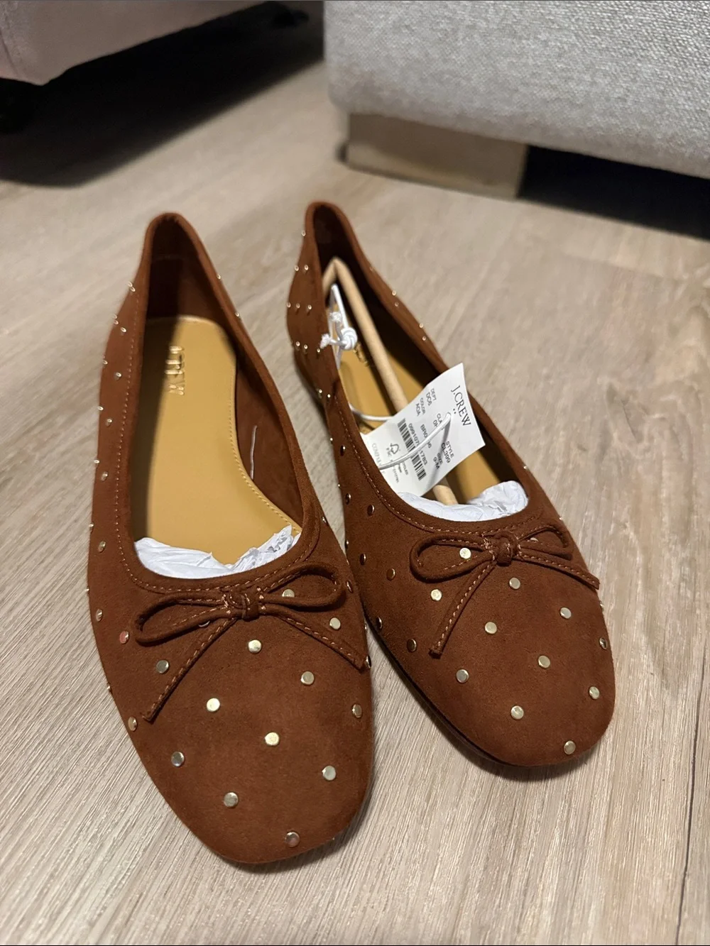 J.Crew Faux Suede Studded Ballet Flat - Picture 2 of 5